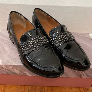 Franco Sarto Johanna Black Patent Leather Loafers Sz 7